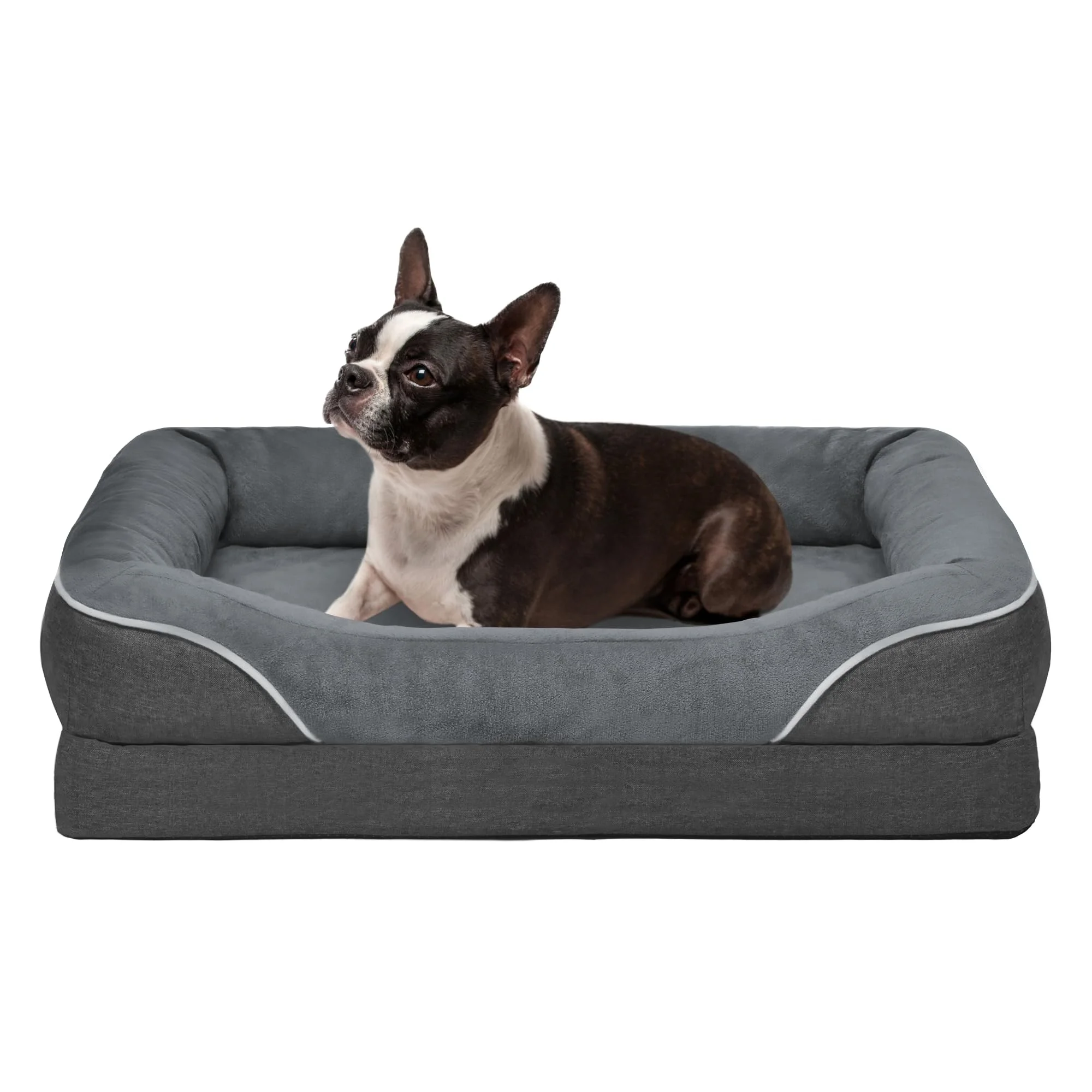 

Waterproof XL Dog Bed with Washable Bolster Large Sized Orthopedic Pet Bed for Extra Large Dogs Velvet Material for Cats