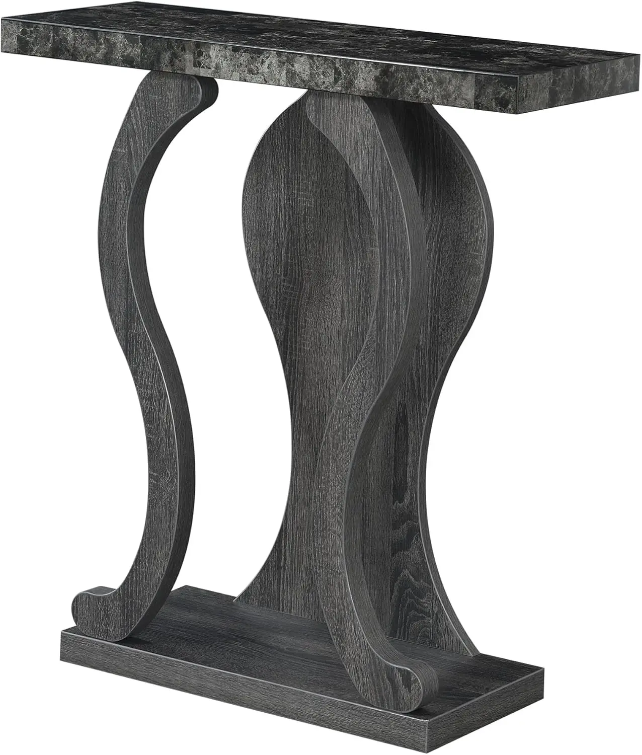 

Newport Terry B Console Table With Shelf, Faux Black Marble/Weathered Gray