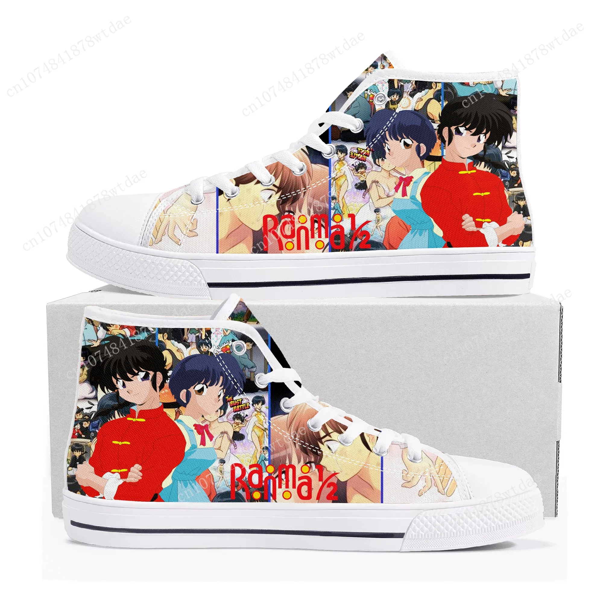 Ranma 1/2 High Top Sneakers Mens Womens Teenager Tendo Akane High Quality Canvas Sneaker Comics Manga Couple Customized Shoes