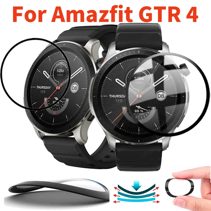 1-3PCS 3D Curved Film For  Amazfit GTR 4 Soft Screen Protector For Huami Amazfit GTR 4 Anti-Scratch Protective Film Accessories