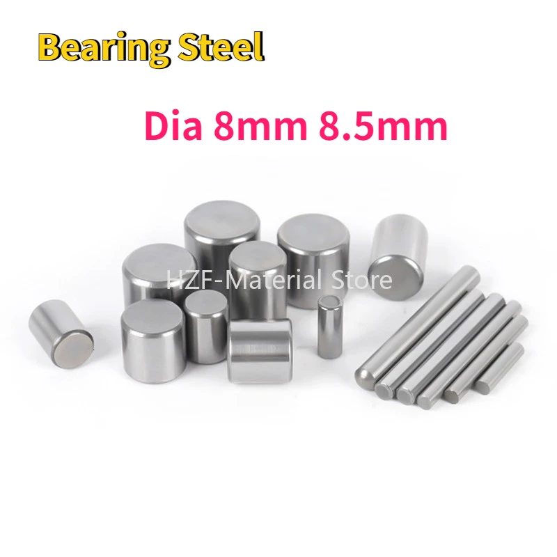 10pcs Bearing Steel Hard Shaft Needle Roller Dia 8mm 8.5mm Round Head Flat Head Bearing Steel Cylindrical Pin Locating Dowel