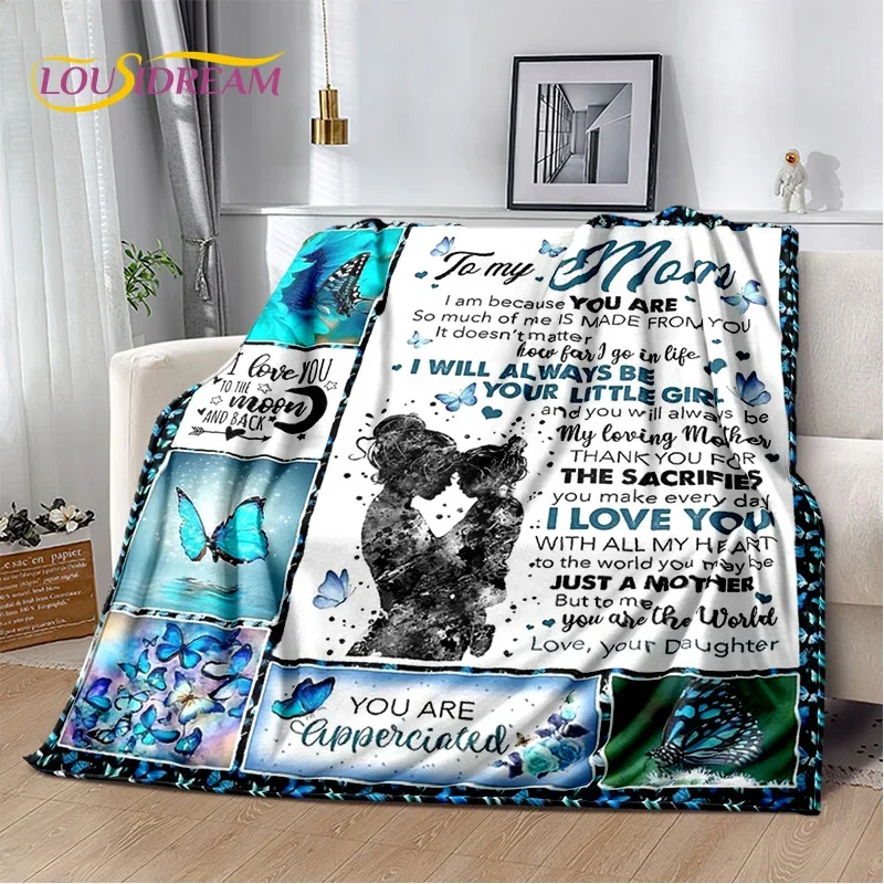 هدية شكرا لأمي أبي زوجة الزوج رسالة الحاضر بطانية ، بطانية رمي لينة للمنزل غرفة نوم السرير نزهة غطاء أريكة مكتب #4