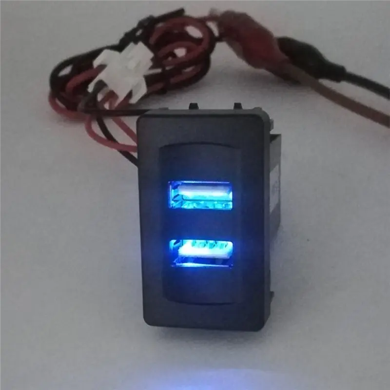 Dual USB Port For VW Transport T4 Socket Car Power Charging Adapter With Wiring Harness Blue Light - view 3