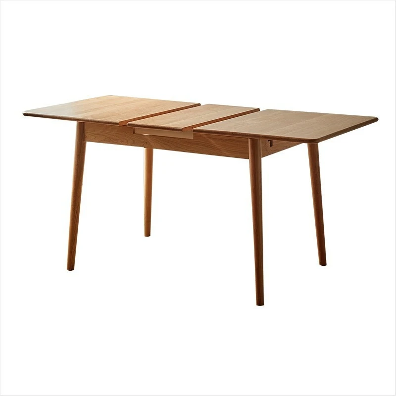 

Small apartment dining table and chair combination folding household log oak simple dining table