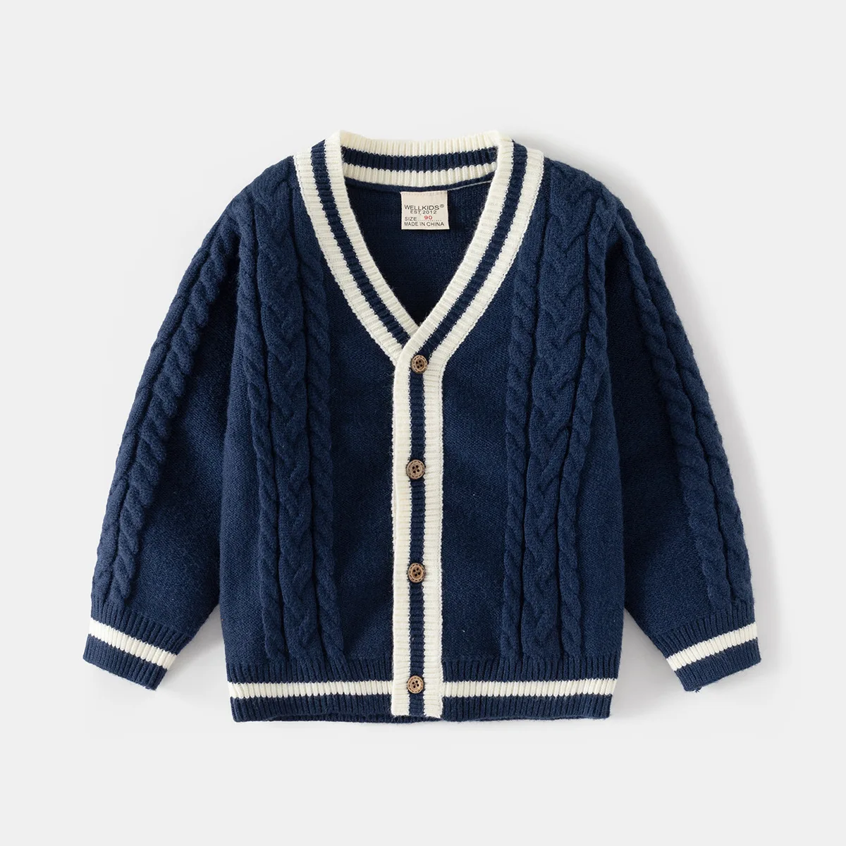 

New 2025 Kids Casual Warm Knitted V-neck Cardigan Sweater Coat Toddler Knitwear Baby Boys Autumn Winter Sweaters Cardigans