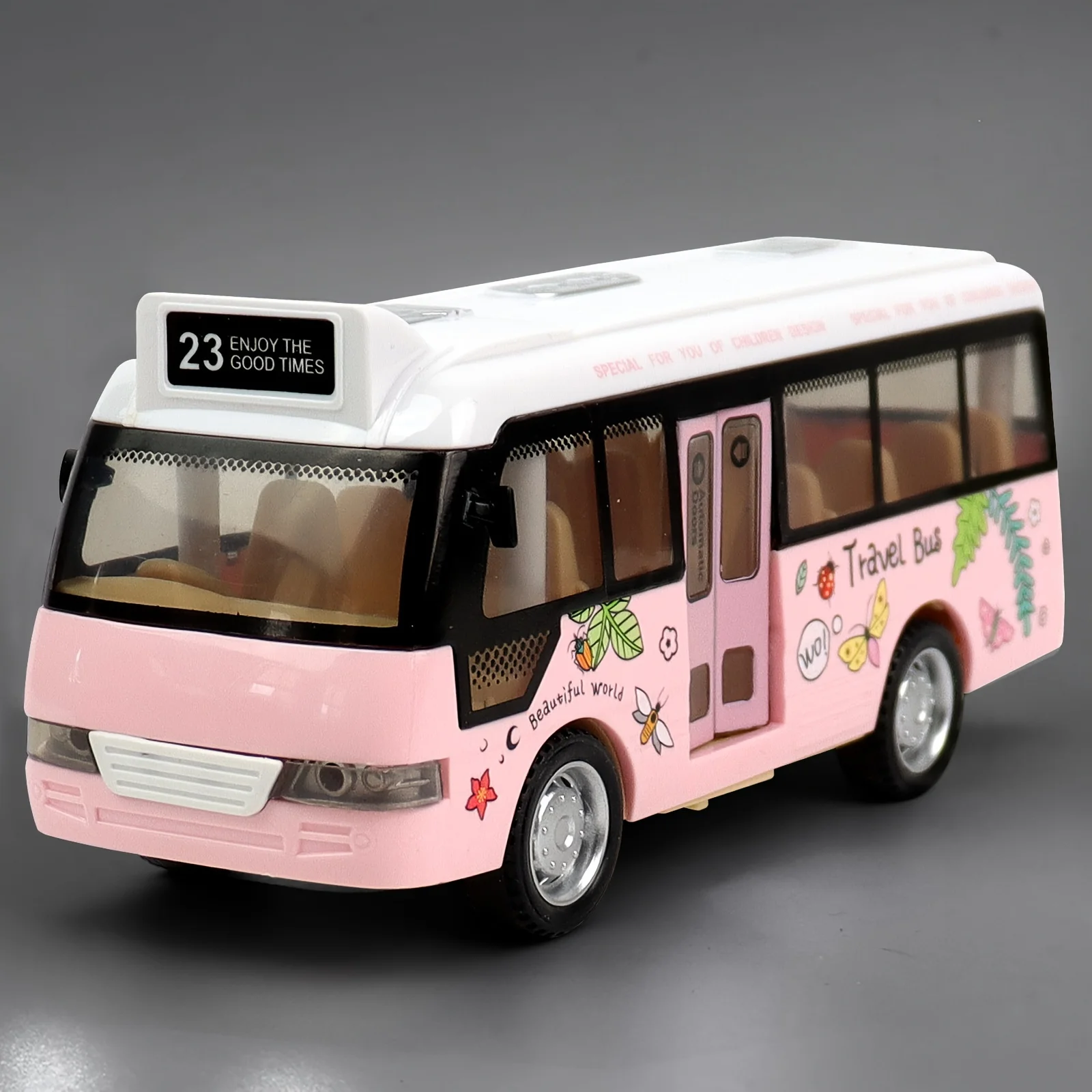 1 Stück Kinder zurückziehen Bus offene Tür Bus Modell Spielzeug auto mit Ton und Licht, Größe passen einfach zu spielen, perfektes Weihnachts geschenk für Baby