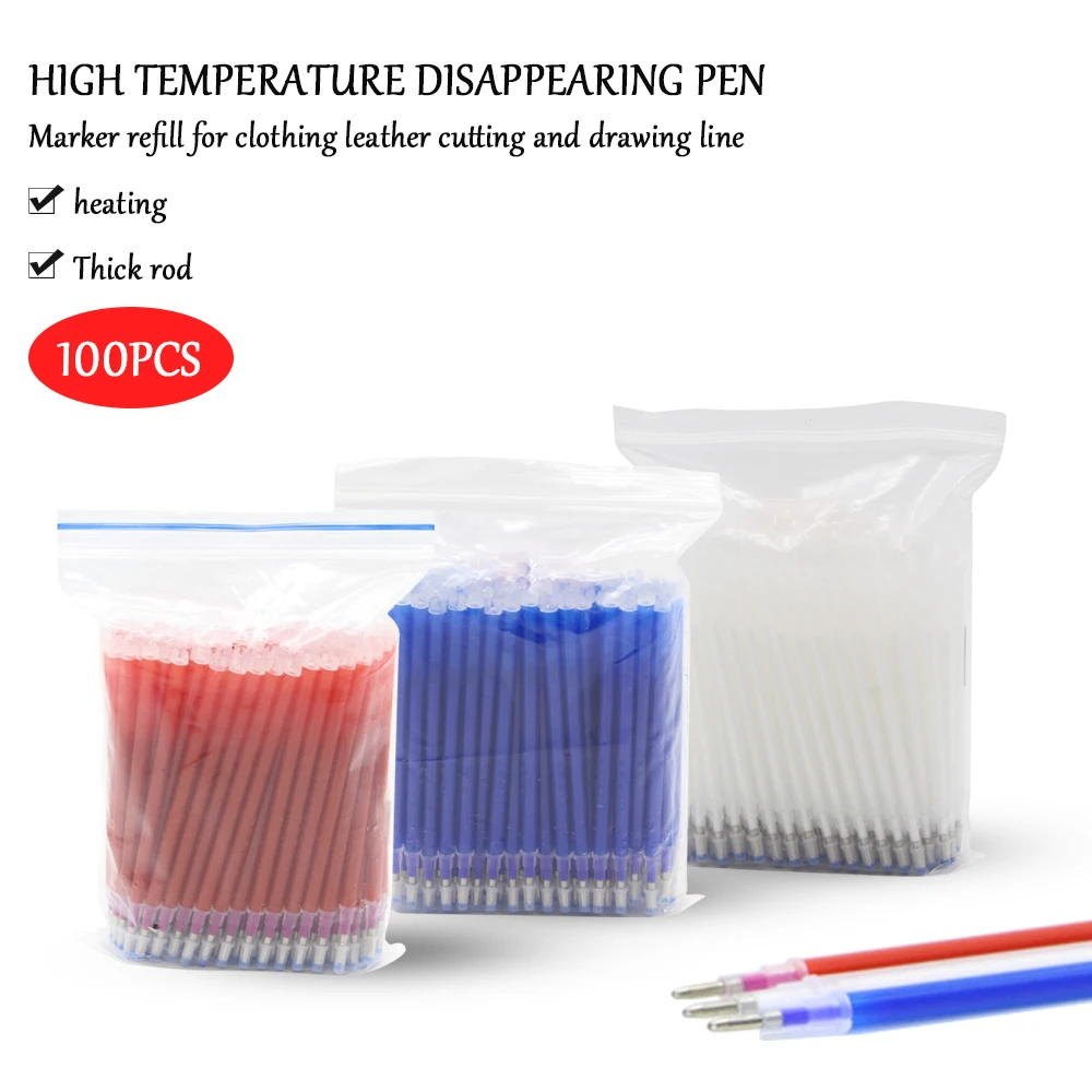 100 Cái/lốc Nhiệt Độ Cao Biến Mất Bút Dày Dính Đặc Biệt Đánh Dấu Đổ Lại Tạm Thời Đường Đánh Dấu Trên Quần Áo Da Giày