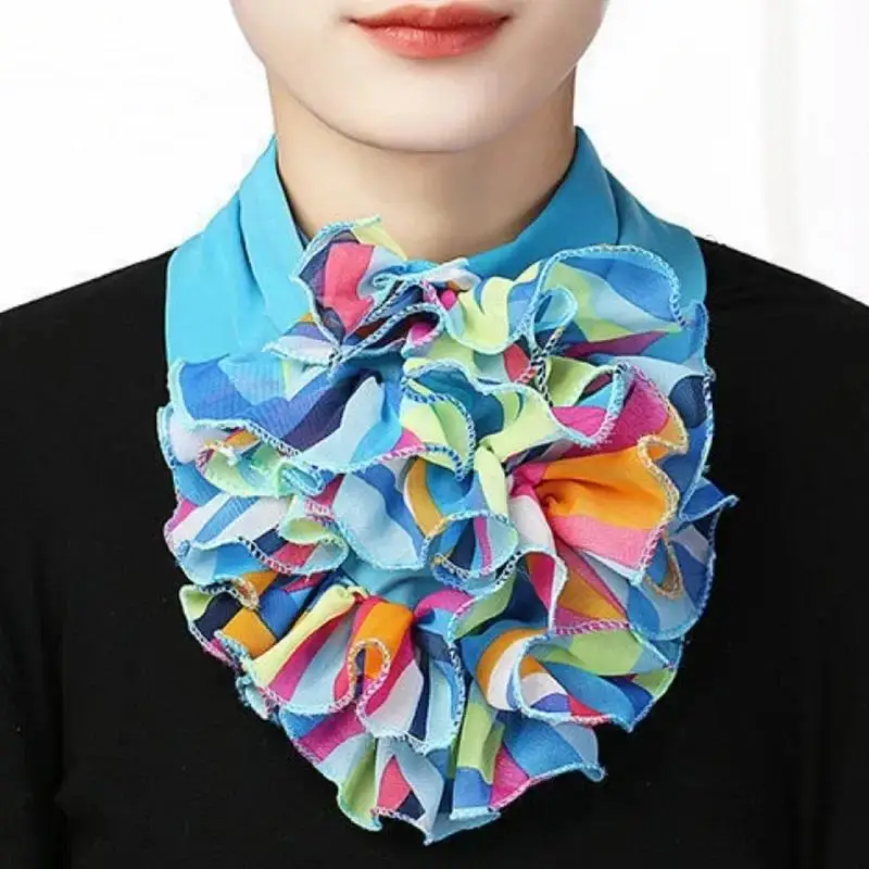 New Spring Summer Chiffon Neck Collar Scarf Women Head Thin Sunscreen Variety Small Silk Anti-UV Mask Multi-Function dec