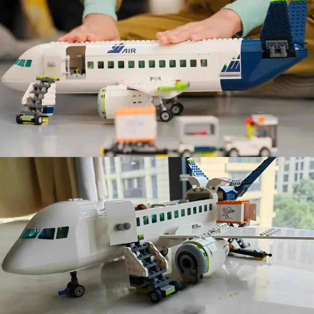 Hot Toys Passenger Plane Building Blocks City Plane 913PCS Constructor Compatible with Lego Set 60367 Children's Christmas Gift