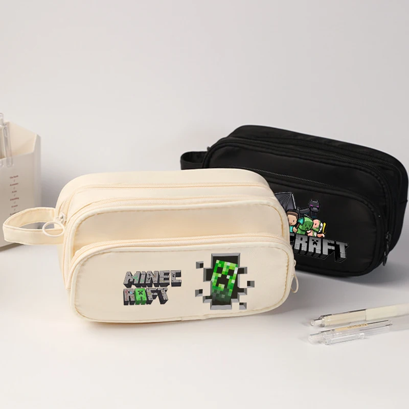 Game Theme Printed Multi-layer Pencil Bag Minecrafted Large Capacity Pen Pouch Student Stationery Bags Children School Supplies