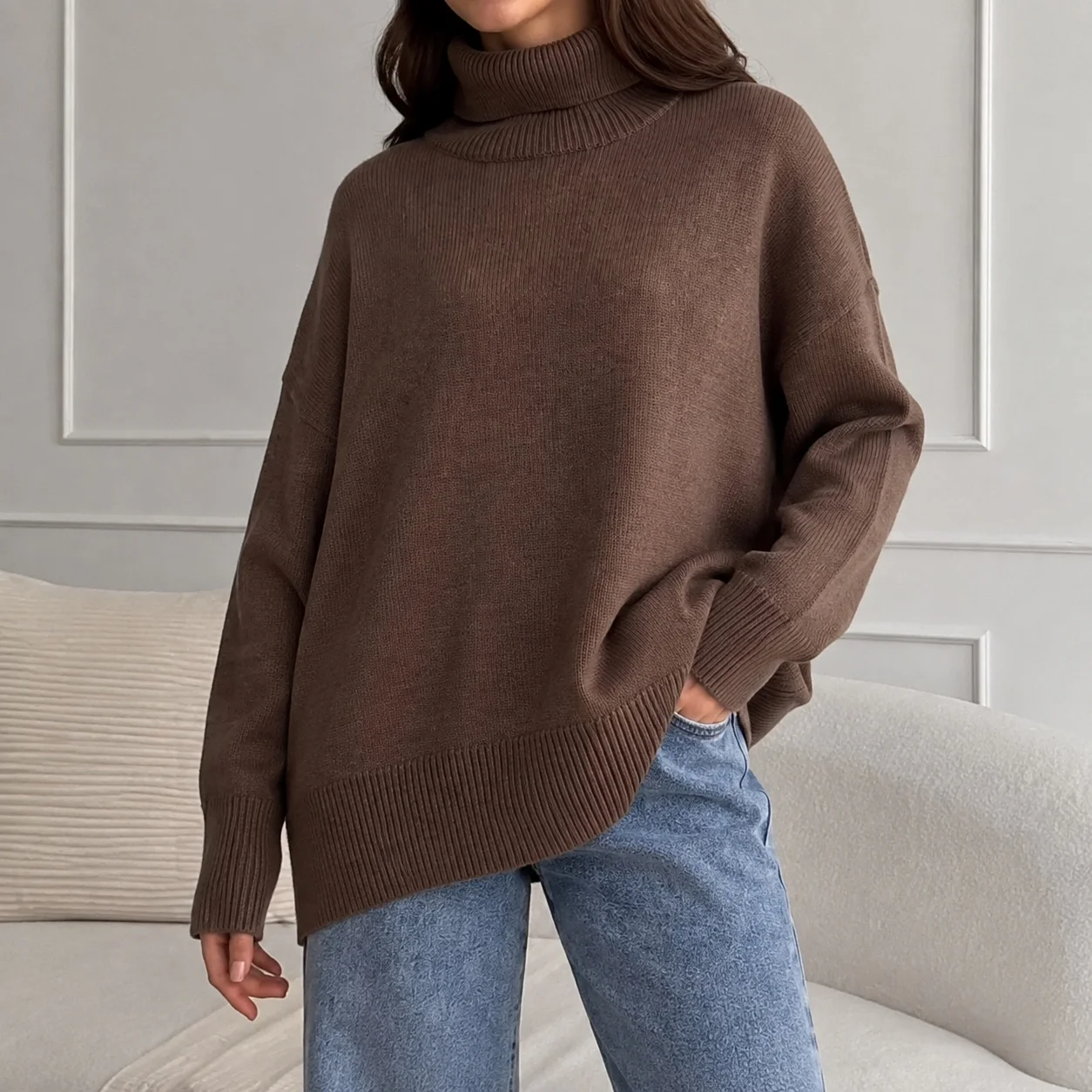 Heat Set Pullover Sweater with Regular Fit Japanese Korean Casual Long Sleeve Medium Weight Single Standard Length Women Sweater
