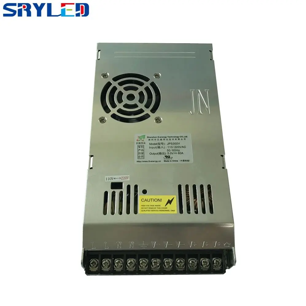 

SRYLED Power Supply 5V - 60A G-energy Ultra-thin 300W Fan 110-240V For LED Video Wall Panel