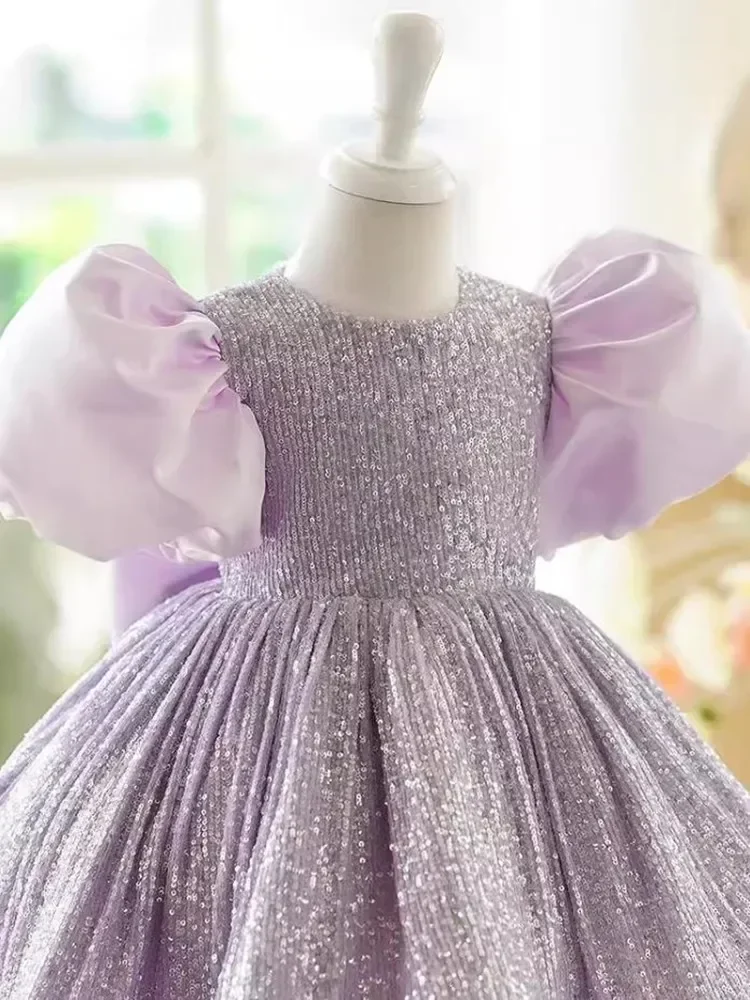 Vestido de baile con lentejuelas para niños, vestido de princesa para fiesta de cumpleaños y boda, vestido de primera comunión A3707