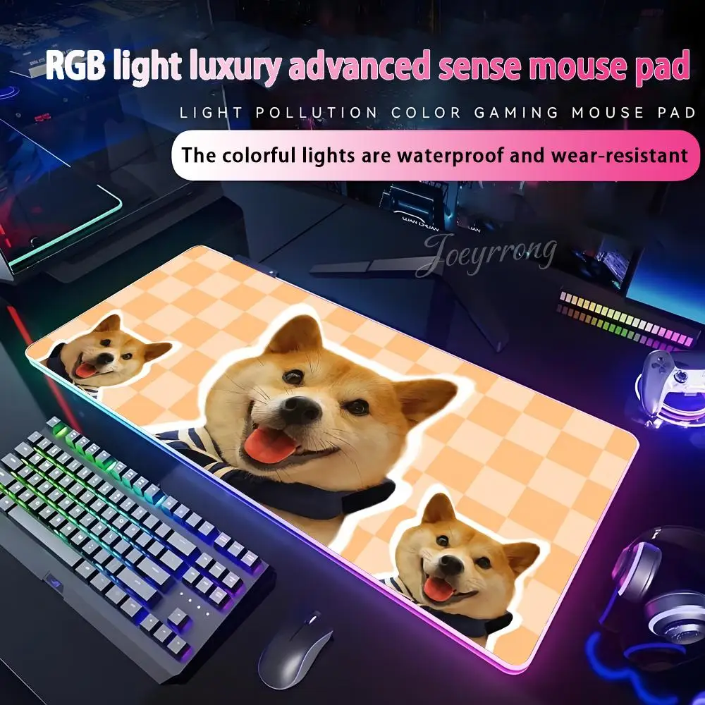 

Коврик для мыши Shiba Inu RGB коврик для мыши расширенная игровая клавиатура семь цветов светодиодные коврики большой 1000x500 мм XXL геймер