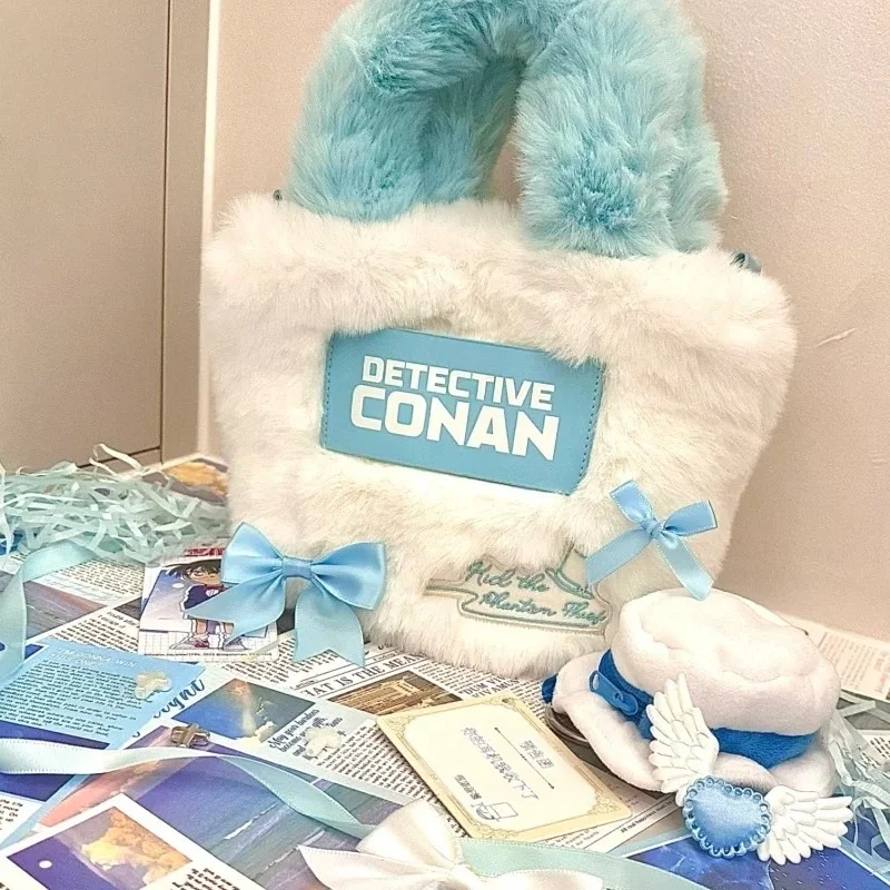 Anime Detective Conan Autumn Winter Plush Casual Handbag Fashionable Tote Shoulder Bag Large capacity Cute Crossbody Bag Gifts