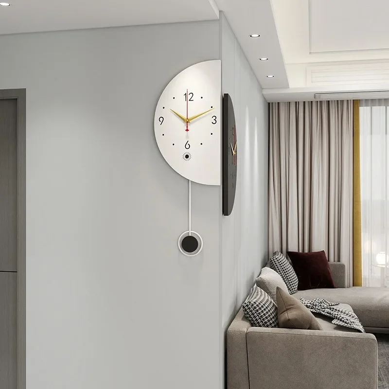 Double Side Living Room Wall Clocks Pendulum Noiseless Modern Nordic Simple Bedroom Wall Watch Unique Design Home Decoration