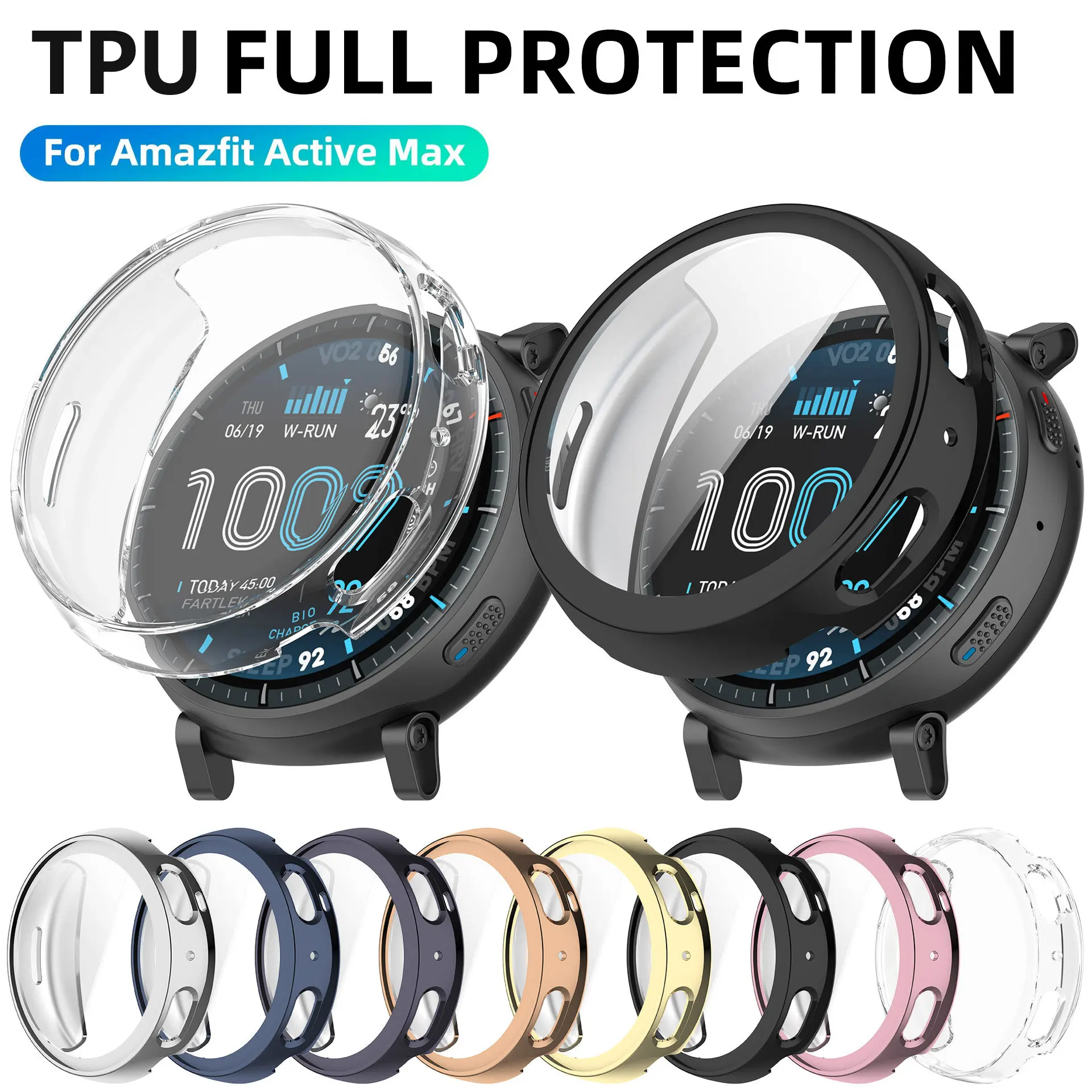 Case For Amazfit Active Max Soft TPU Face Screen Protector Cover All-Around Protective Bumper For Amazfit Active Max Accessories