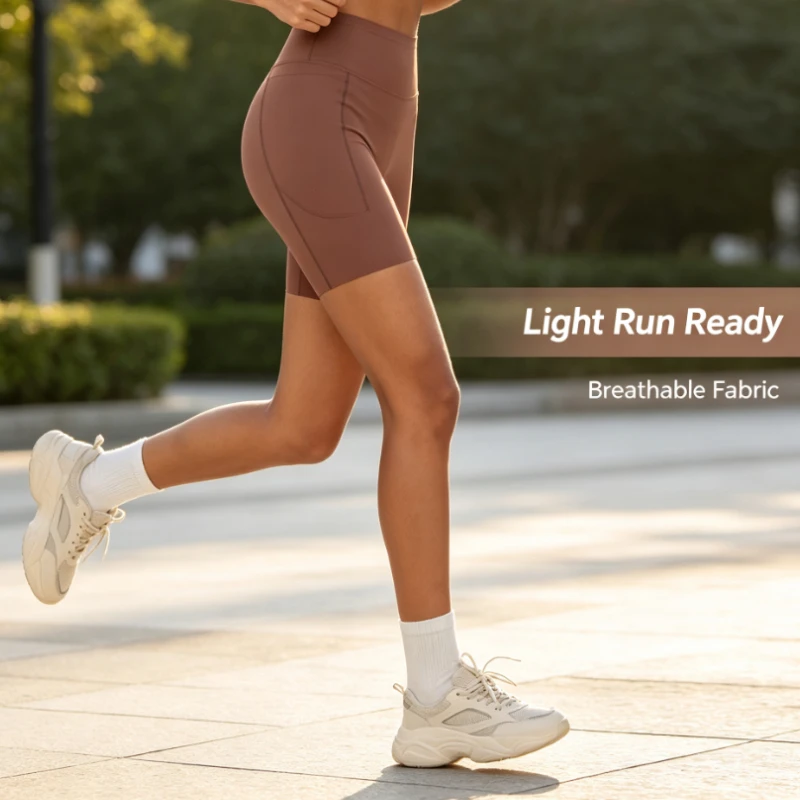 Women's 4-Inch Running Shorts High Waist Tummy Control Hip Lifting Seamless Cycling Pants For Gym Fitness And Yoga Training