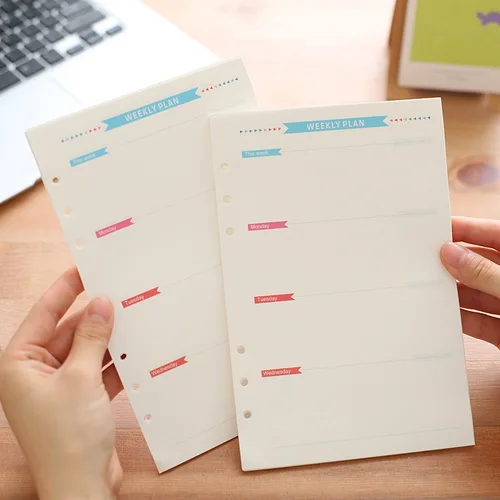 Imagen 2 del producto A5 A6 azul para hacer/semana/mensual/recarga de cuadrícula carpeta de hojas sueltas página interior Agenda papelería escolar