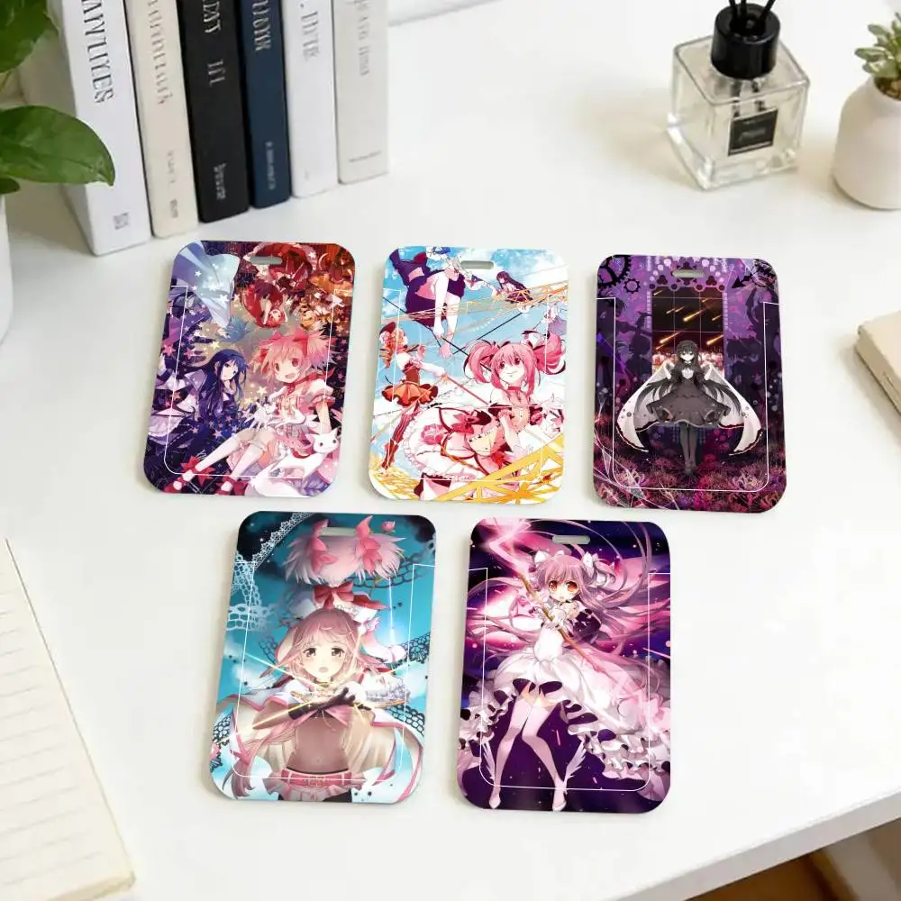Puella Magi Madoka Magica Anime ID Card Holder Neck Strap Pendant Door Badge Holder Lanyards Keychain Work Credential Case Gift
