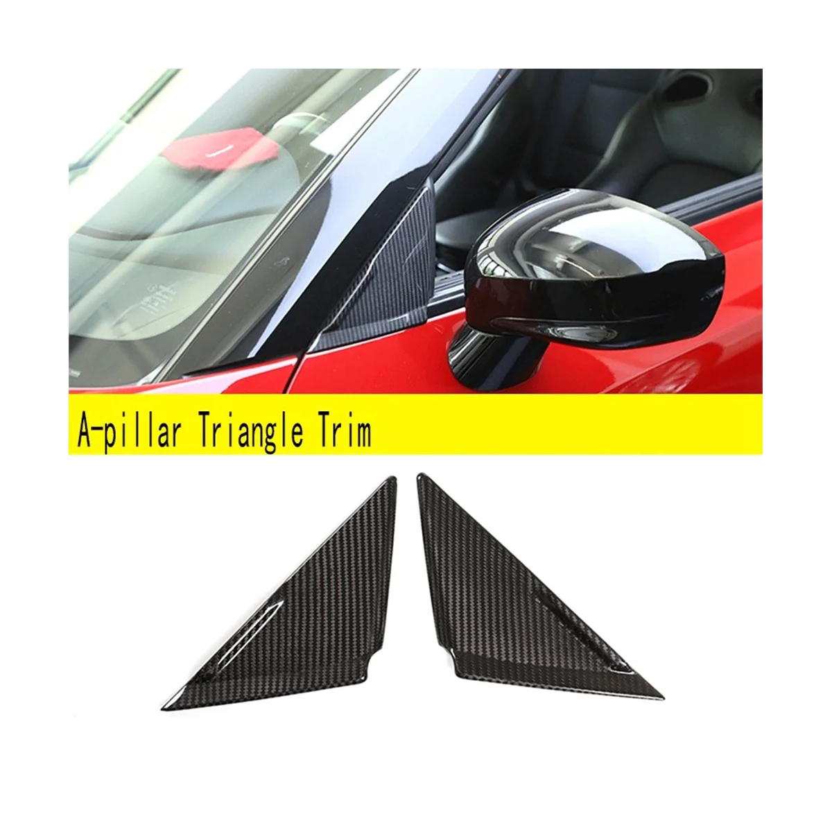 Real Carbon Fiber A-Pillar Sticker Front Window Triangle Cover Trim for R35