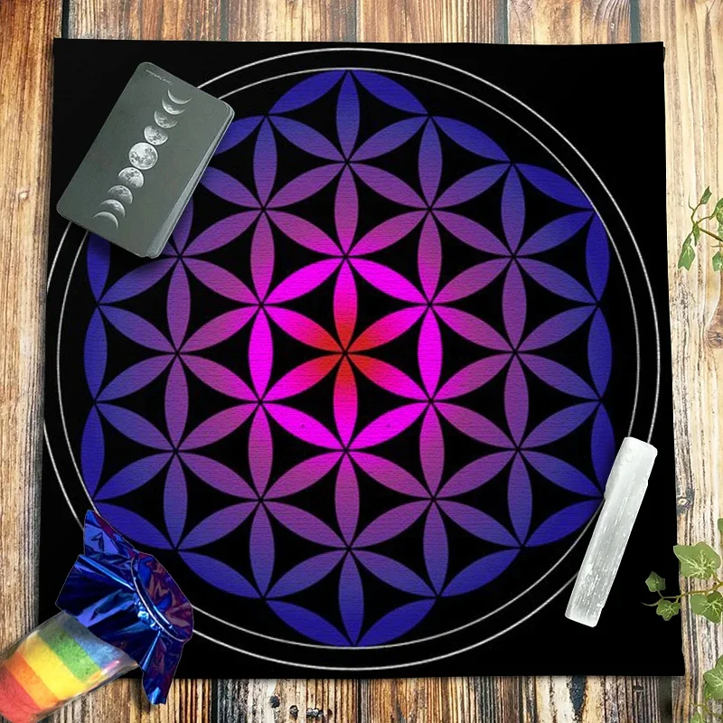 Galaxy Tarot Tablecloth Flower of Life Divination Altar Cloth Board Game Oracle Card Pad Pagan Witchcraft Astrology Supplies