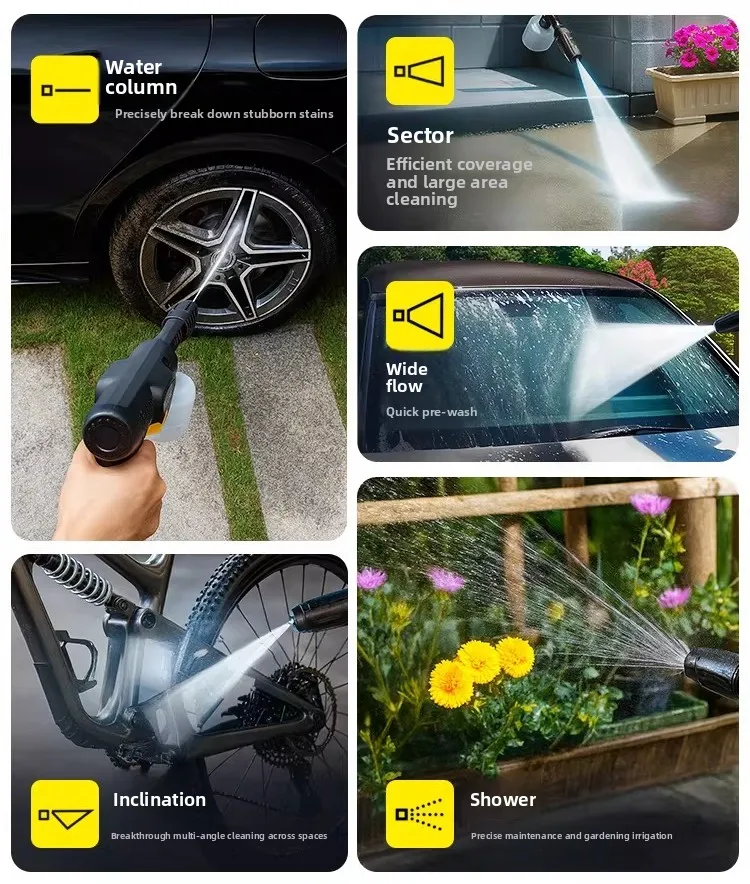 Wireless Car Washing Machine Household Lithium Battery High Pressure Water Handheld Convenient Charging Brush Car Water Pump