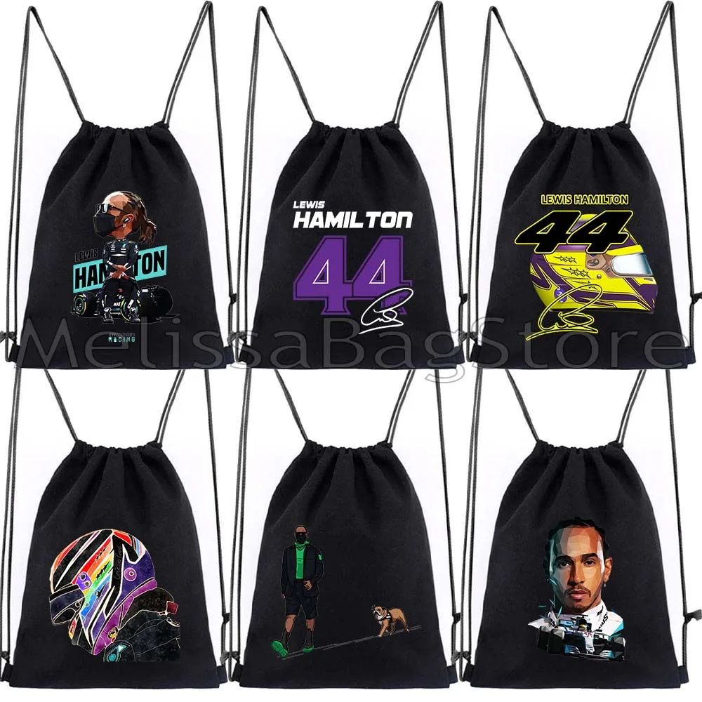 f1-フォーミュラ-1-ルイス・ハミルトン-44-ファンギフトクールレーシングレーサースポーツカーヘルメットキャンバス巾着バックパックバッグスポーツジムサックパック