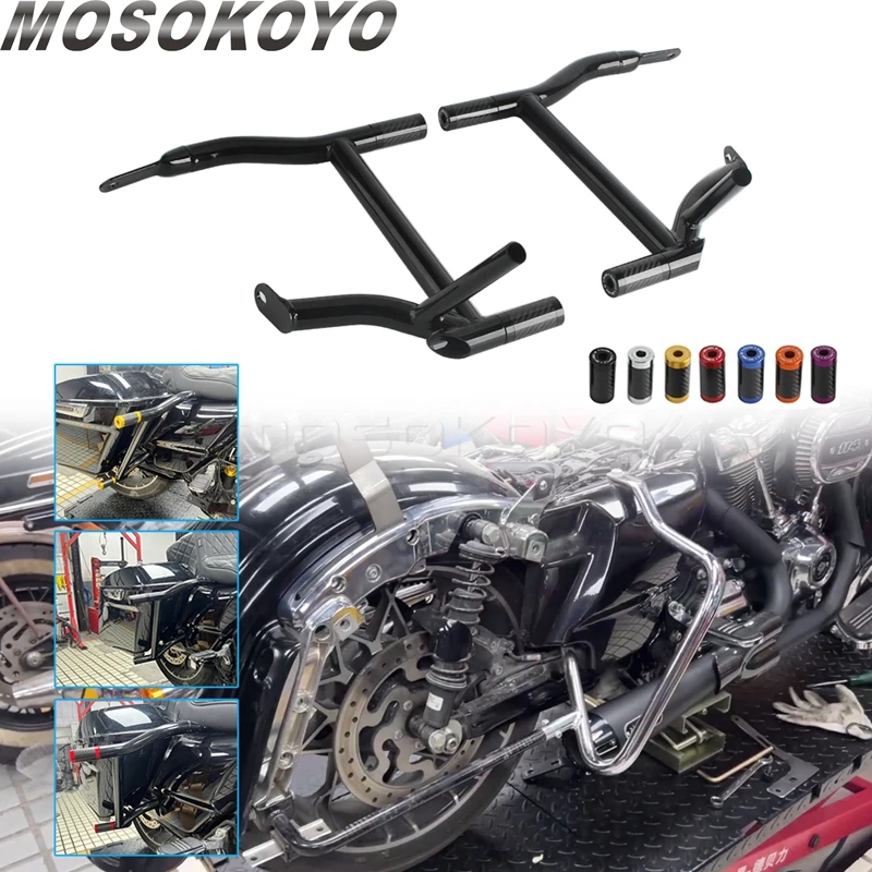 Motorcycle Rear Crash Bar Saddlebag Guard Rails Bracket For Harley Touring Road King Electra Glide Street Glide FLHX FLHTC FLHXS