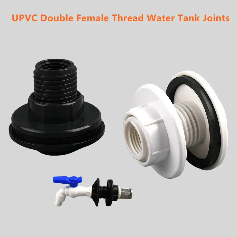 

1PC 1/2'' 3/4'' 1'' UPVC Double Female Thread Water Tank Joints Aquarium Accessories Fish Tank Connector Irrigation Hose Fitting