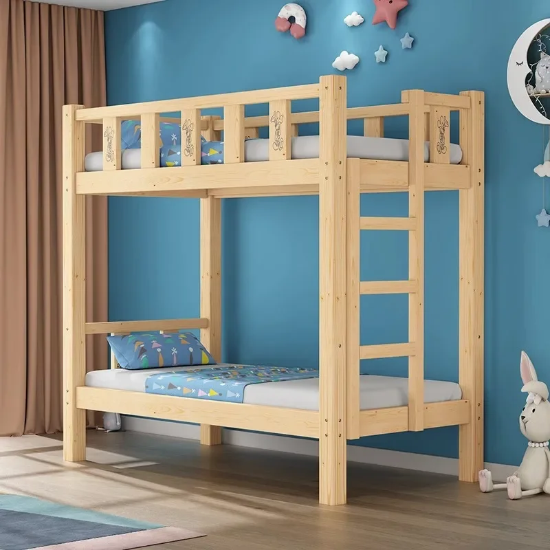 Lit en bois massif à double couche pour enfants de la maternelle, support de déjeuner pour enfants de l\'école primaire, lits superposés supérieurs