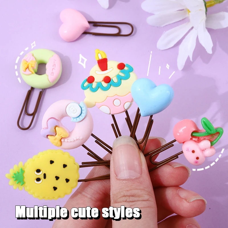 1Piece Cartoon Cute Paper Clip Curved Pins Creative Photo Metal Clip Data Classification Clips File Bookmarker Decorative Clips