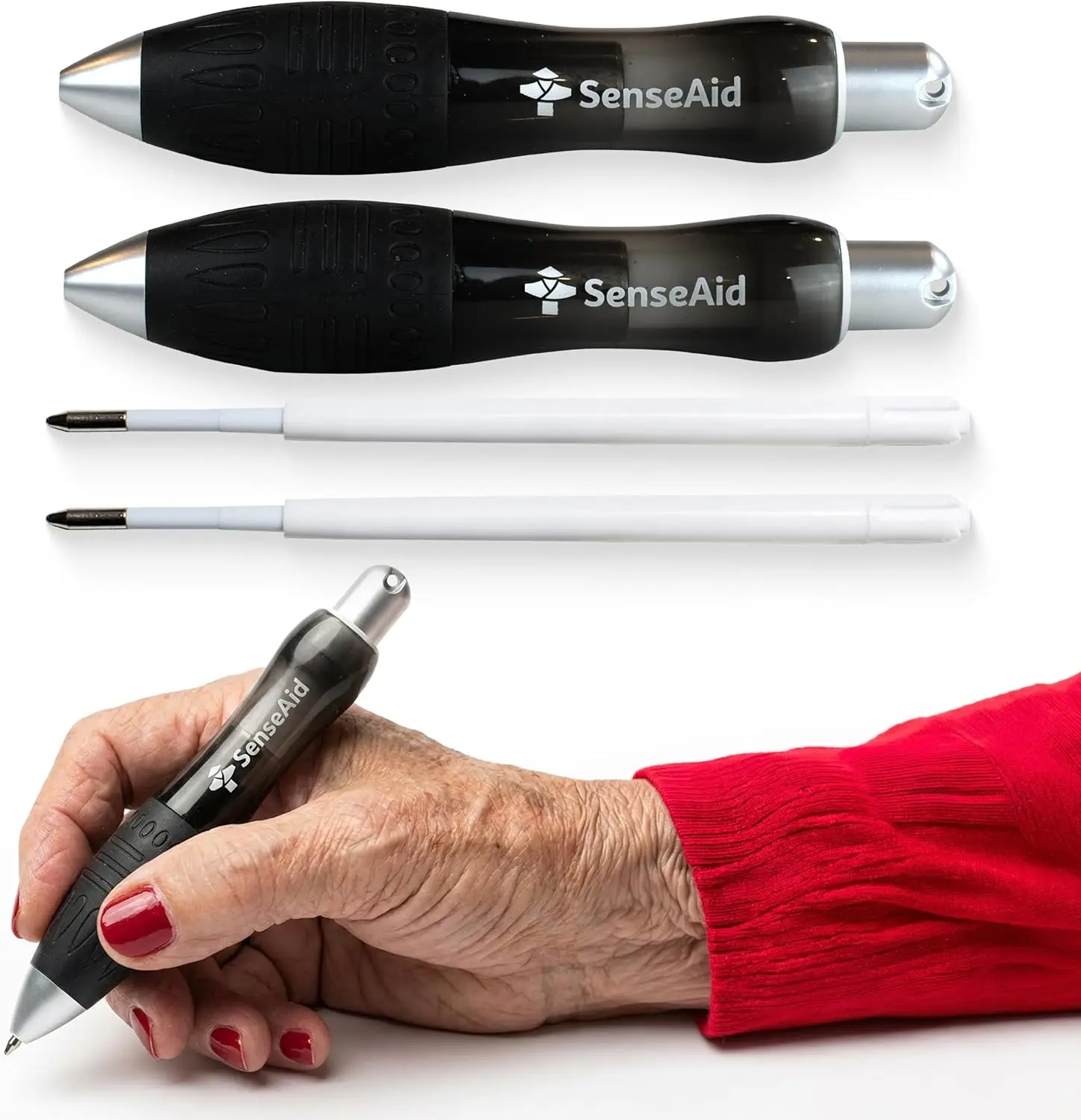 

Heavy Weighted Pens Set of Two with Bonus Ink Refills, Wide Grip for Arthritis, Parkinson's, Carpal Tunnel & Hand Tremors