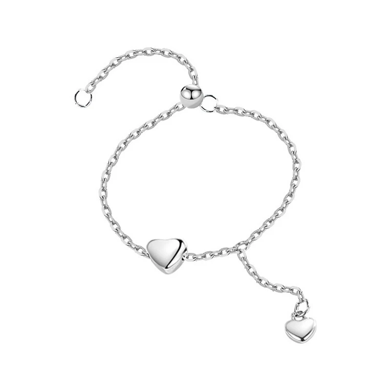 

925 Sterling Silver Chain Tassel Heart Adjustable Ring For Women Party Cute Fine Jewelry Fashionable Personalized Accessories