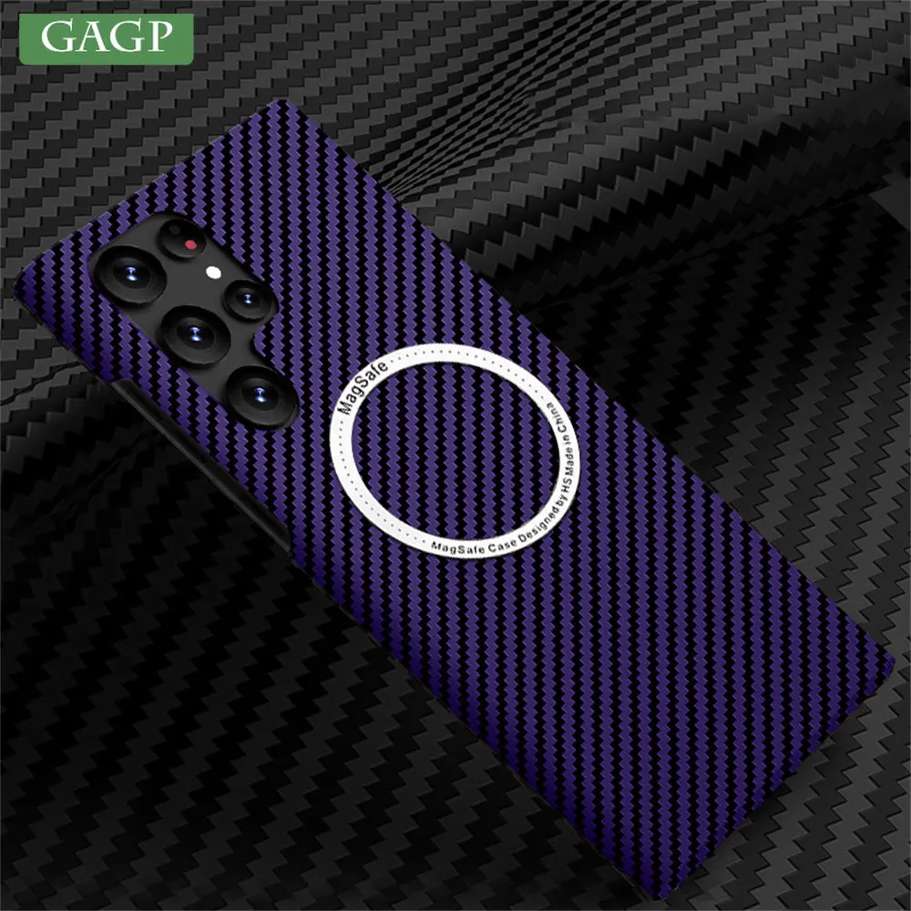 Fashion Carbon Fiber Magsafe Case For Samsung S23 Ultra S21 S22 S23 Plus Ultra Thin PC Hard Cover for Samsung Galaxy S22 Ultra