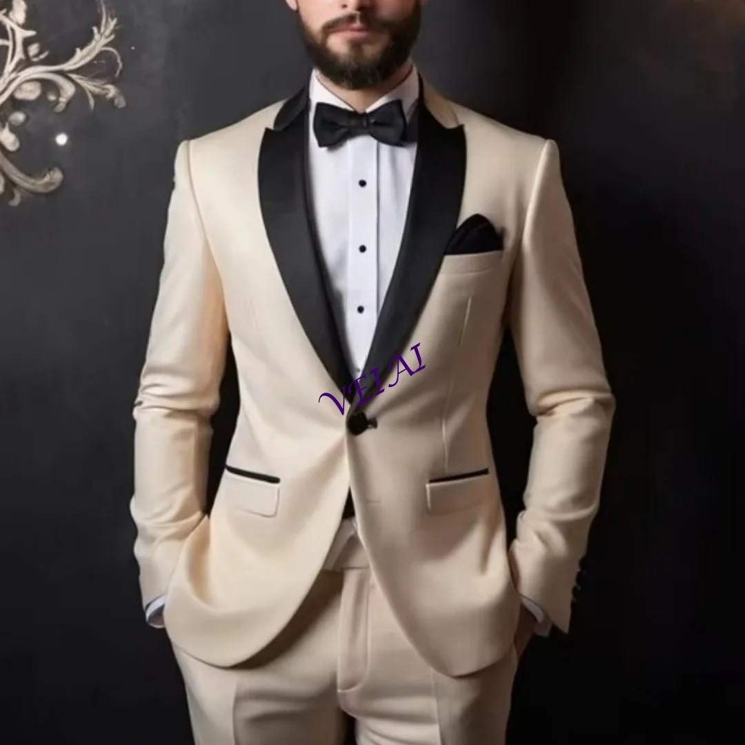 

CustomizedNew Brown Business Men Suit Wedding Party Prom Groom Groomsman Formal Occasions Tuxedos 2 Piece Set Blazer Pants