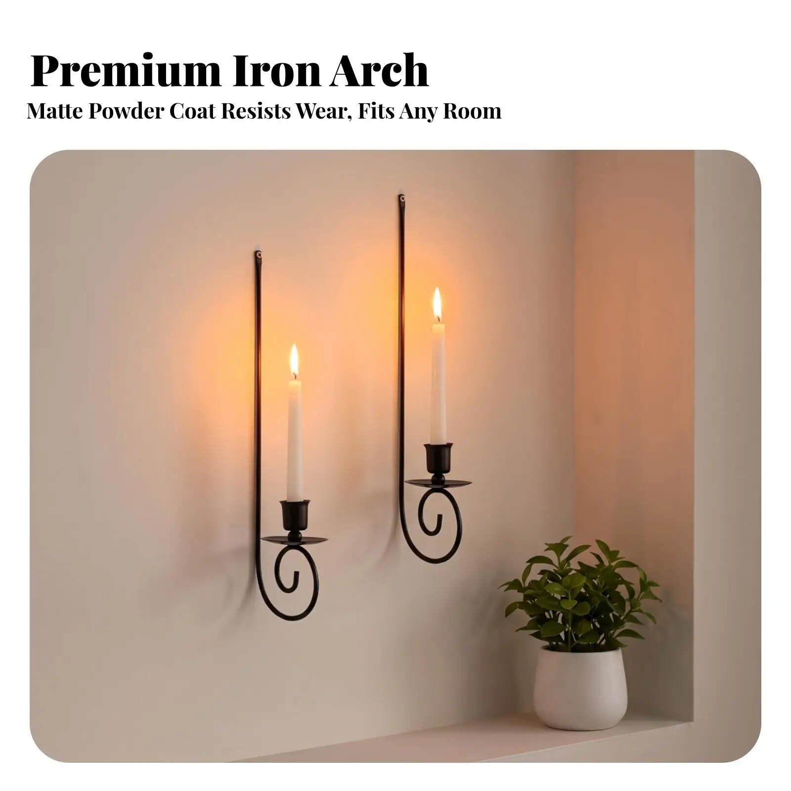 Rustic Iron Candle Wall Sconce Holder Compact Openwork Design for Taper Candles Warm Glow for Dining Room Decor