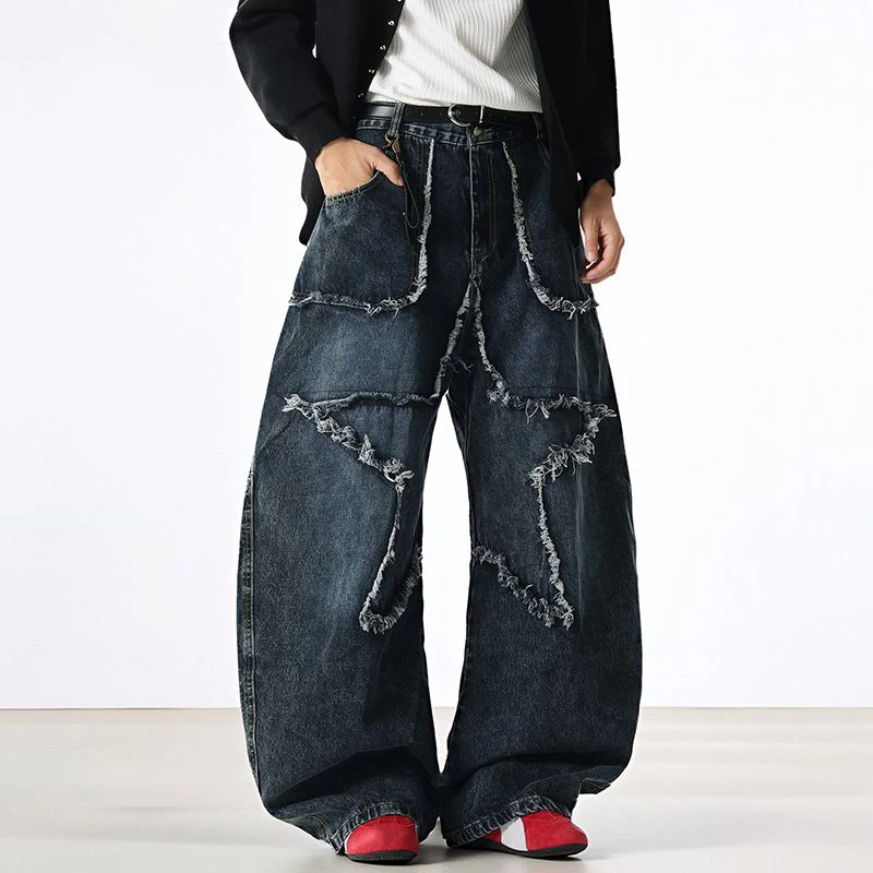 جينز نسائي أزرق فضفاض عتيق 90s جمالي عالي الخصر سروال رعاة البقر Harajuku سراويل جينز Y2k Trashy 2000s ملابس 2025