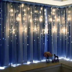 Cortina luzes da corda estrela 2.5m ue/eua plug led luzes de fadas cortina guirlanda na janela festa de natal casamento decoração da sua casa