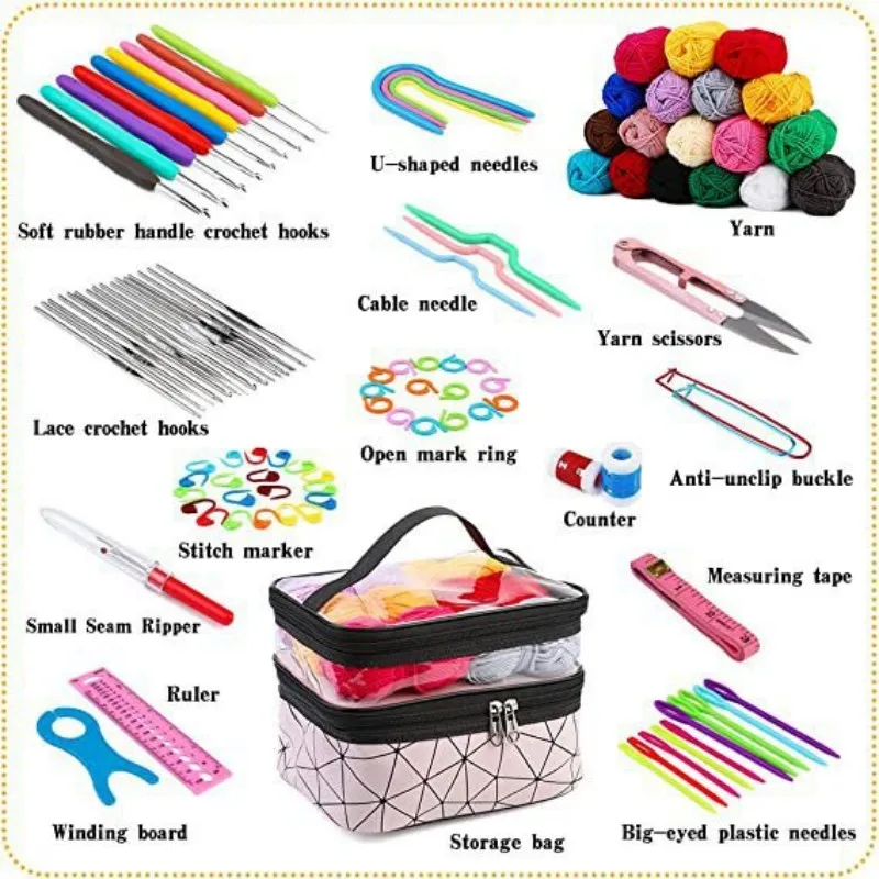 105Pcs Modern Minimalist Weaving Suit Portable Layered Needle Thread Storage Bag Weaving Creative Crafts DIY Weaving Tools