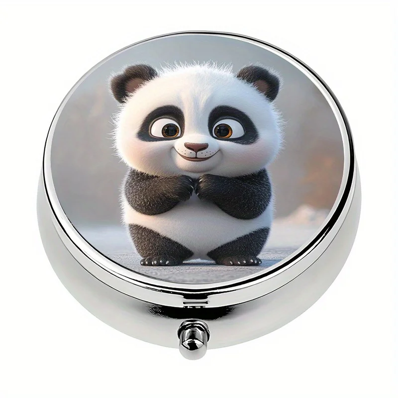 1 mini pill box with 3 compartments, cute panda-themed mini pill container, pill organizer, portable pill box, can be placed in a pocket or handbag