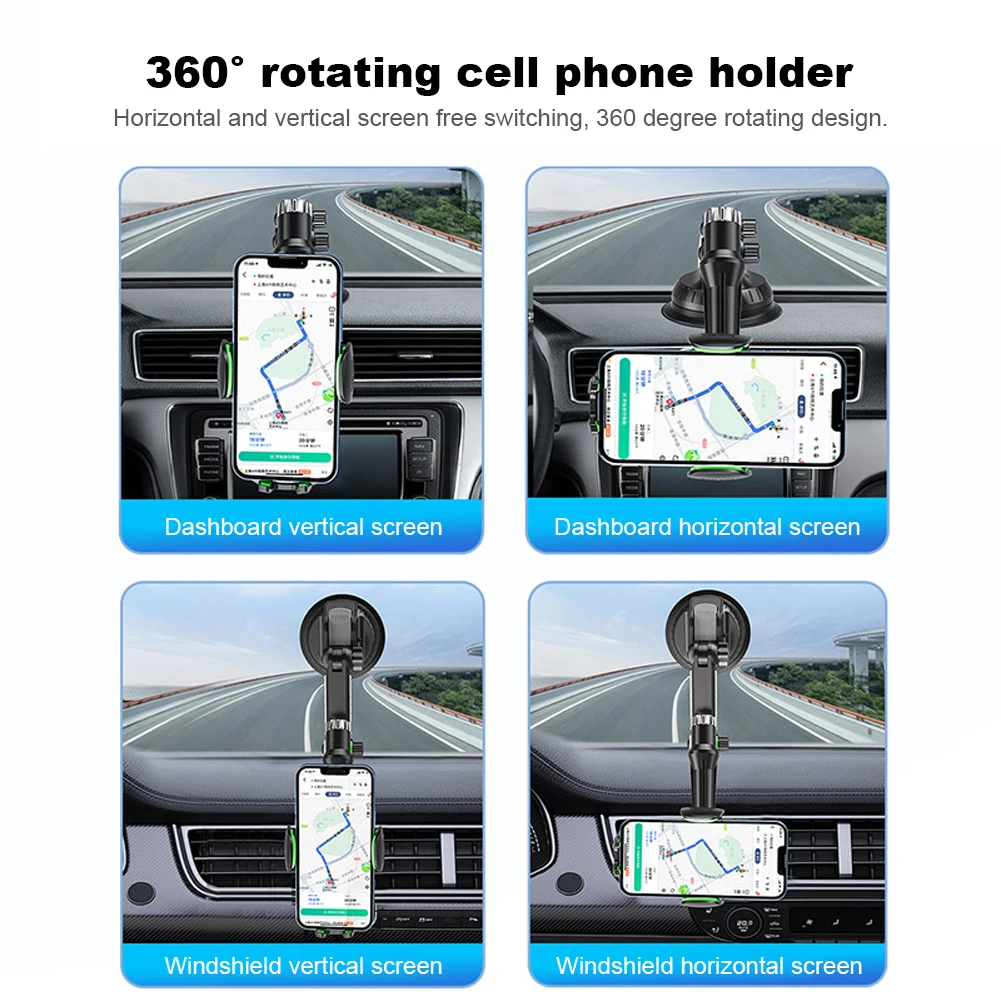 Air Vent Phone Mount Flexible Long Arm 360 Degree Rotating Windshield Phone Stand Hands Free Air Vent GPS Stand with Suction Cup