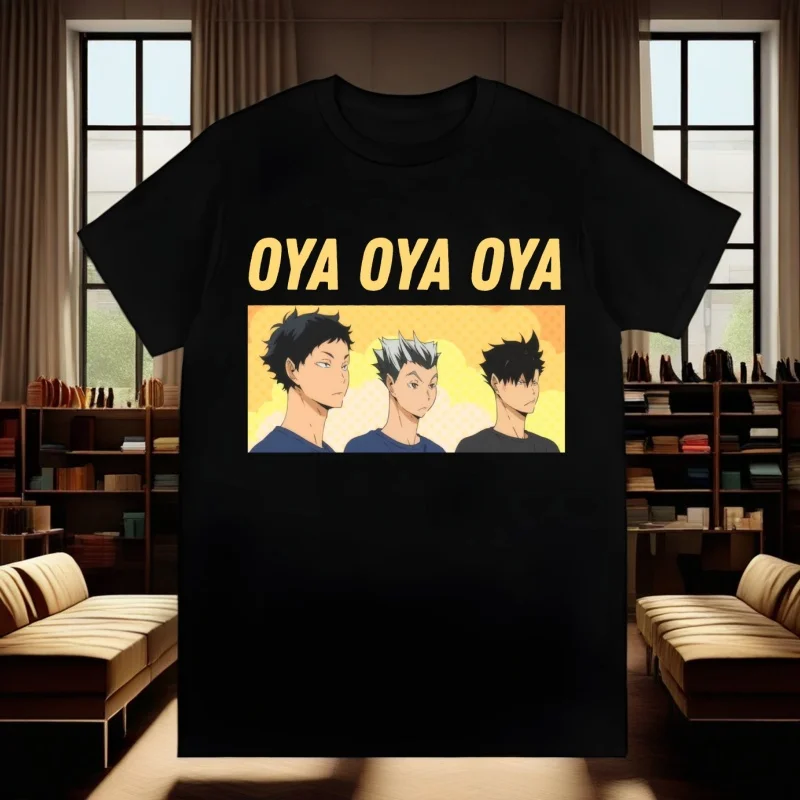 Oya Oya Oya Haikyuu Kuroo أنيمي Bokuto الكرة الطائرة تي شيرت الرجال القمصان جودة الصيف بلايز قصيرة الأكمام تيز تي شيرت