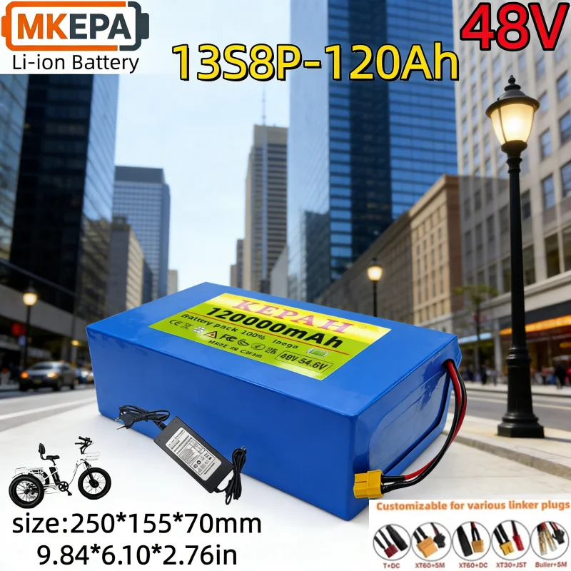 Batería para Scooter de 48V 120Ah 13S8P, Capacidad Completa, Batería Universal para Scooter Eléctrico y de Reparto