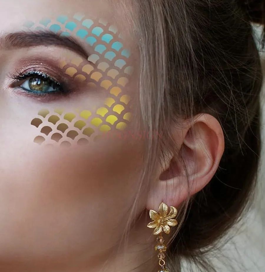 5pcs Fish Scale Stencil, Face Painting Stencils Stencils for Painting Makeup Stencil Face Paint Stencils Reusable Fish Scale