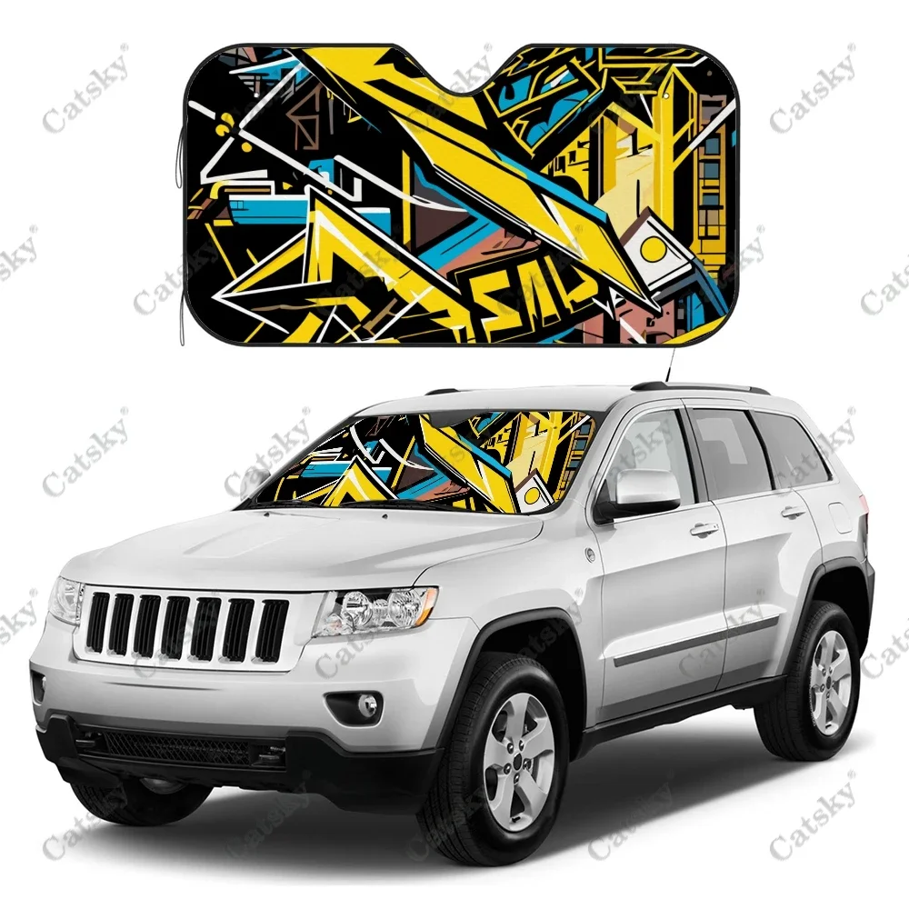 Graffiti Arrows Grunge Car Windshield Sunshade, Front Auto Car Windshield Sun Shade Blocks Uv Rays Sun Visor Protector