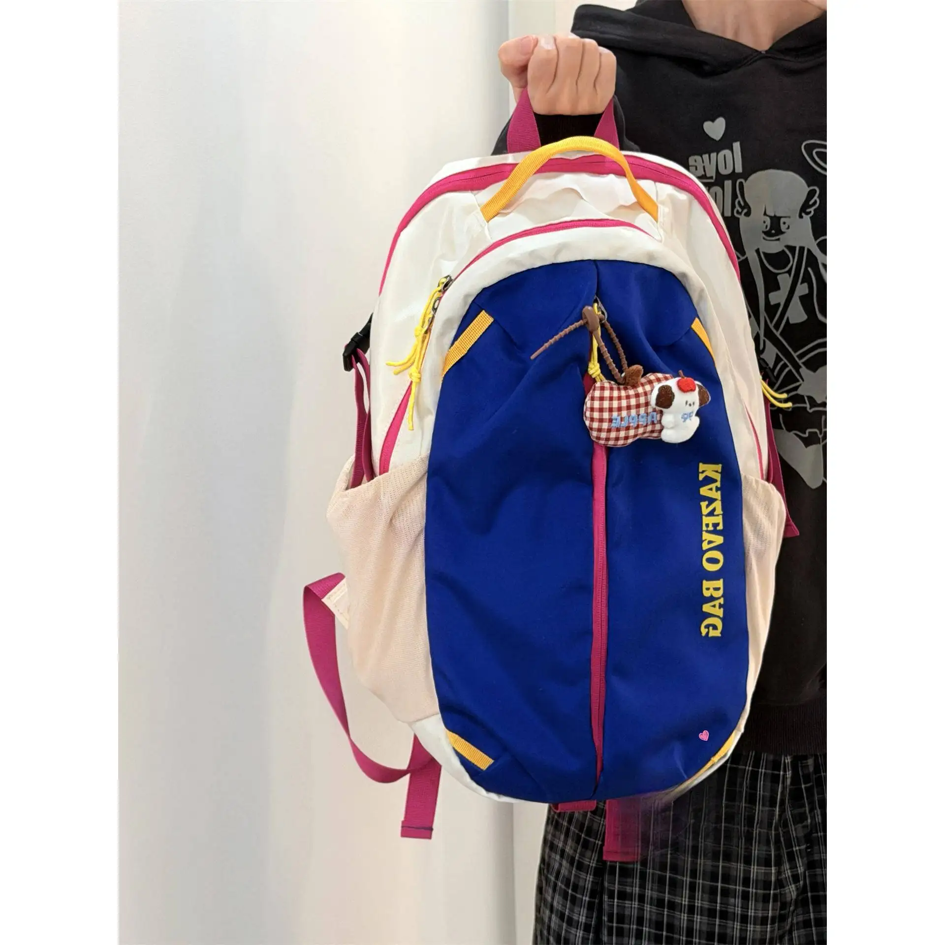 Fashionable Dopamine Color-contrast Outdoor Hiking Backpack Multifunctional Travel Bag Laptop Bag Double Shoulder Bag