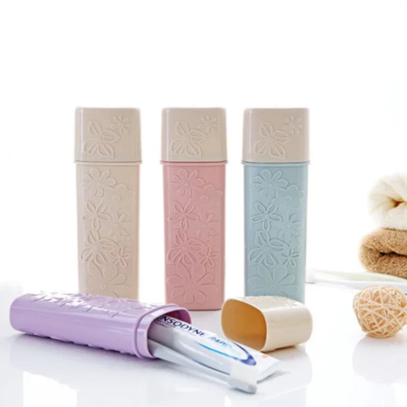 Portable Toothbrush Box for Outdoor Travel Hiking Camping Carved Bathroom Grooming Bathroom Dental Cleaning Kit Box