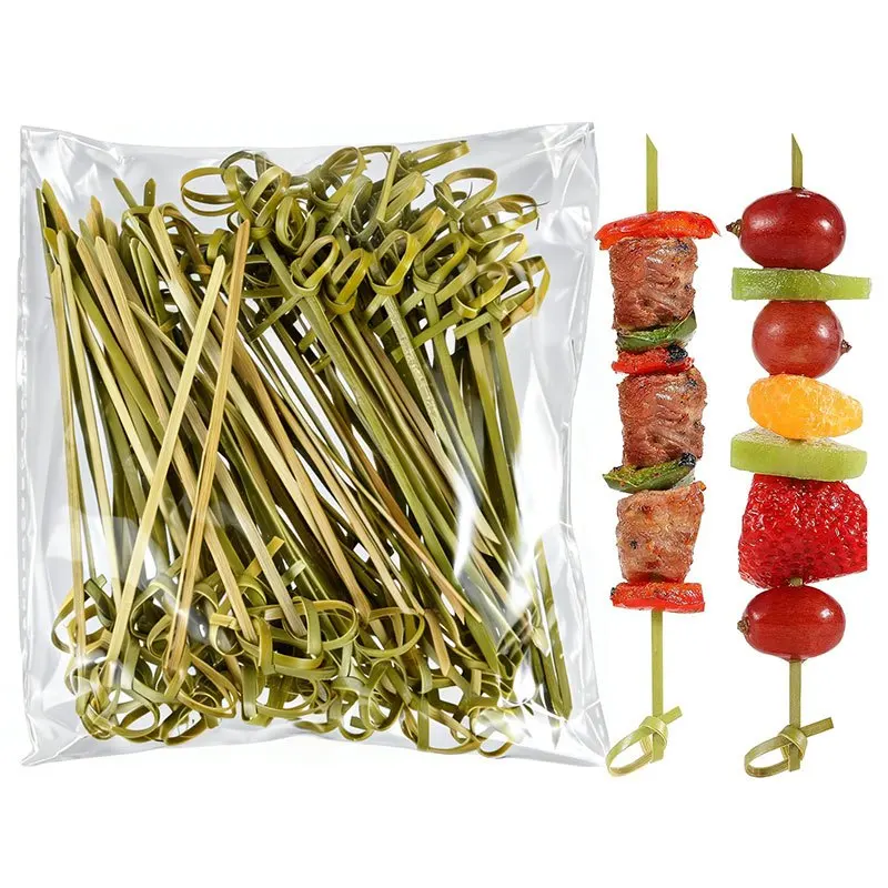 100/300 PCS Cocktail Picks 4.7 Inch Toothpicks for Appetizers Natural Bamboo Knot Skewers Mini Food Sticks Party Supplies