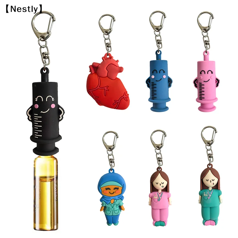 Syringe-Shaped Ampoule Bottle Opener Keychain Rubber Cutter Aid Medication Vial Breaker Tool For Home Nurses And Doctors〔Nest〕